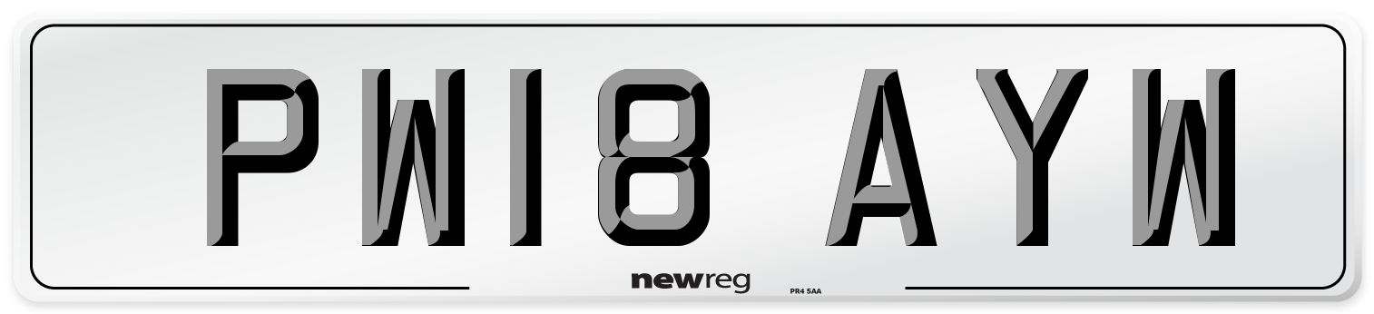 PW18 AYW Number Plate from New Reg
